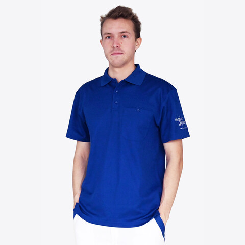 Polo-Shirt blau «malergipser»