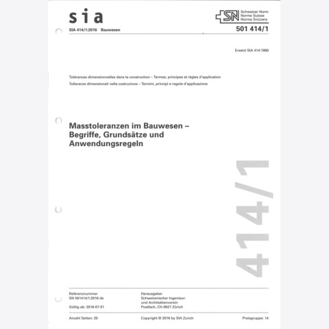 Norm SIA 414/1 Masstoleranzen im Bauwesen