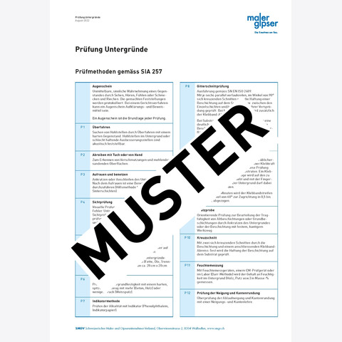 Fachinfo Nr.10: Prüfung Untergründe inkl. Prüfprotokoll