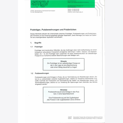 SMGV - Merkblatt Nr.51: Putzträger, Putzbewehrungen und Putzbrücken