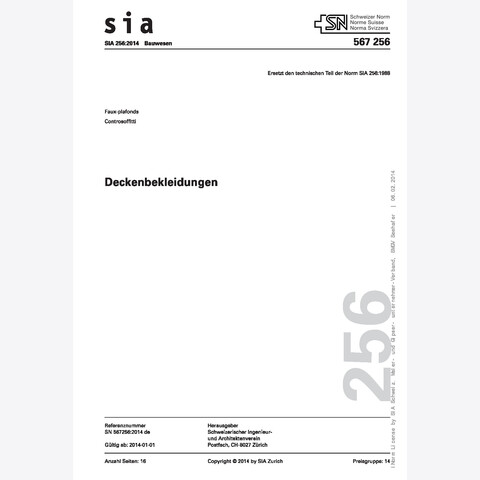 Norm SIA 256: Deckenbekleidungen